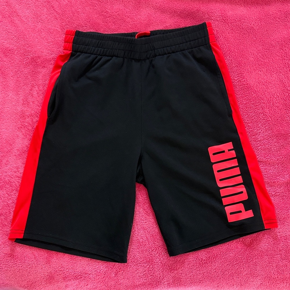 Puma Kids Black and Red Sports Shorts